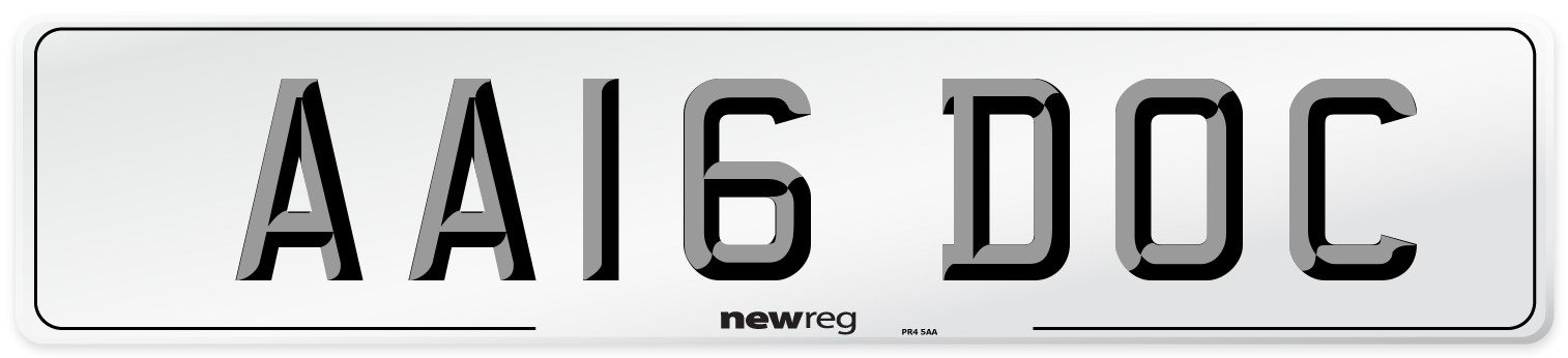 AA16 DOC Number Plate from New Reg